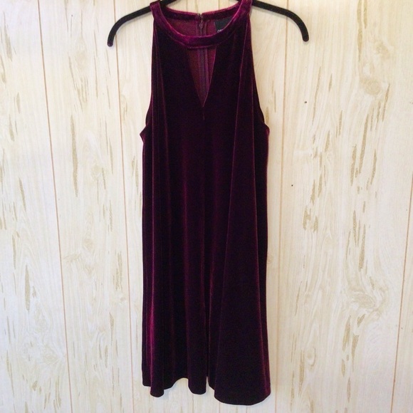 Cynthia Rowley Dresses & Skirts - Cynthia Rowley Velvet Sleeveless Cut Out Mini Dress Burgundy Small